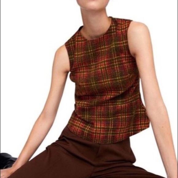 Zara Plaid Peplum HemTank Blouse NWT - Picture 6 of 8